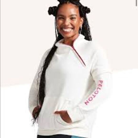 Peloton Incline Side Zip Pullover - Cream & Pink, NWT - Picture 1 of 11